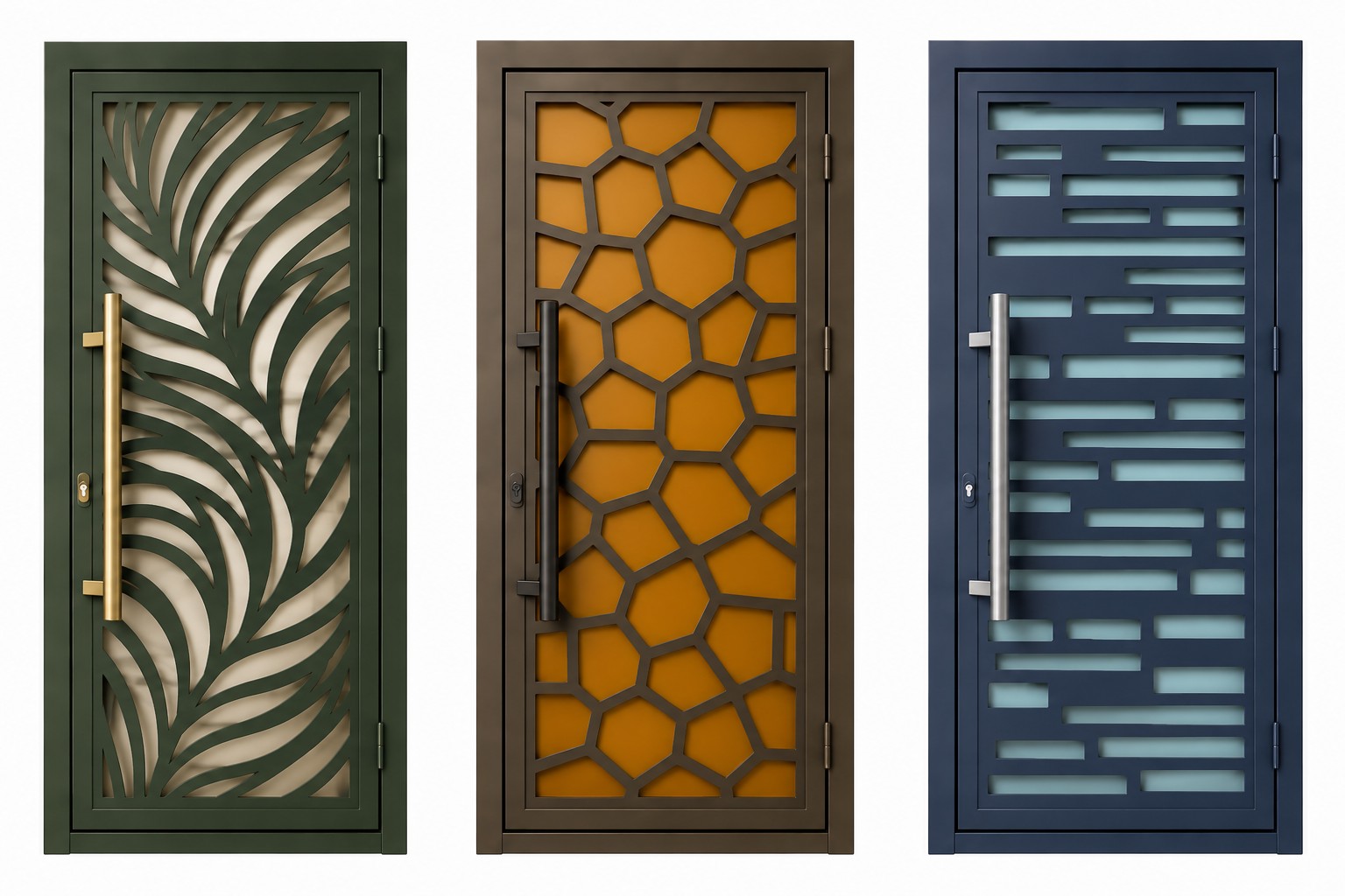 Metal Doors Dublin — organic and geometric metal doors models 3011, 3012, 3013