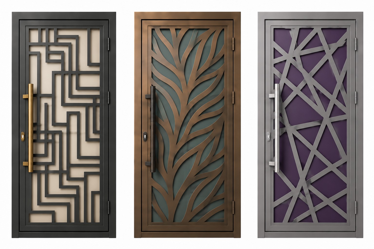 Metal Doors Dublin — maze, leaf and abstract metal doors models 3014, 3015, 3016